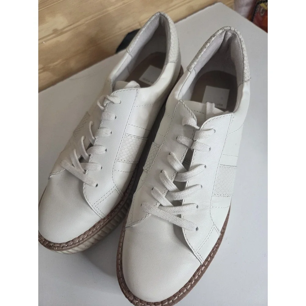 Dolce Vita Leather Snakeskin White Platform Sneakers Women's Size‎ 10
